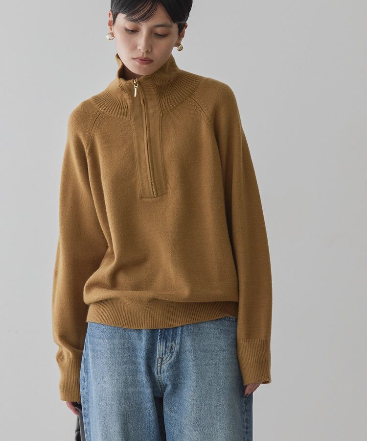 AMERICAN HOLIC「バイパチハーフZIPニットプルオーバー」|ニット・セーター|Camel