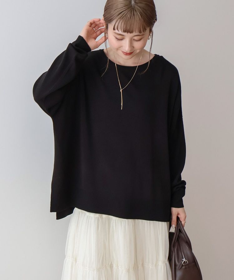 AMERICAN HOLIC「サイドスリットニットプルオーバー」|ニット・セーター|Black