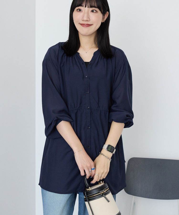 AMERICAN HOLIC「シアーウエストドロストロングシャツ/チュニック」|シャツ・ブラウス|Dark Navy