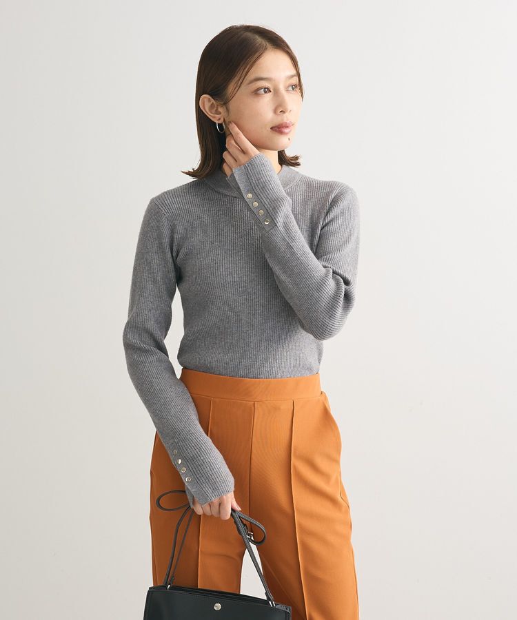 Green Parks「もちやわ 袖口釦リブニットプルオーバー」|ニット・セーター|