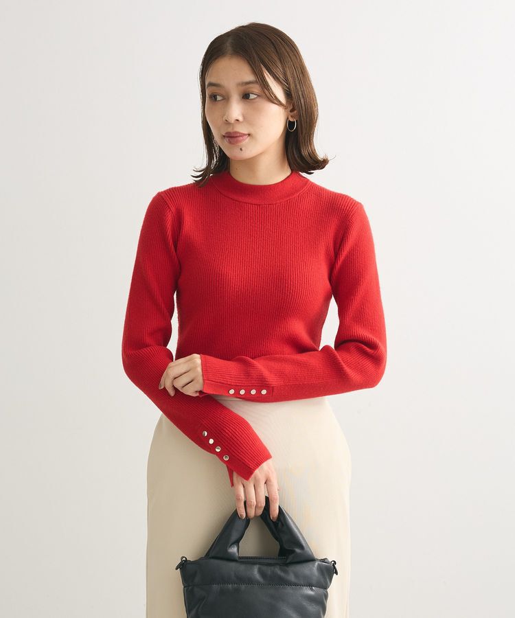 Green Parks「もちやわ 袖口釦リブニットプルオーバー」|ニット・セーター|