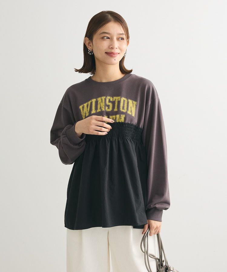 Green Parks「ミニ裏毛異素材ドッキングロゴプルオーバー」|Tシャツ・カットソー|