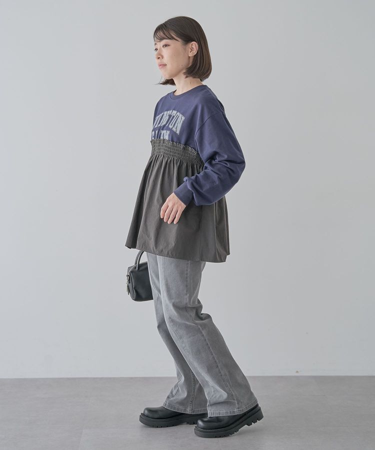 Green Parks「ミニ裏毛異素材ドッキングロゴプルオーバー」|Tシャツ・カットソー|