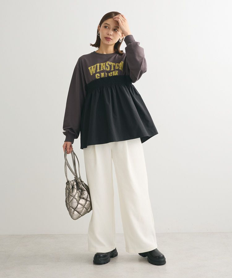 Green Parks「ミニ裏毛異素材ドッキングロゴプルオーバー」|Tシャツ・カットソー|