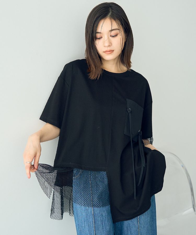 Editt by YECCA VECCA「<<追加>>ポケットアシメデザインTee②」|Tシャツ・カットソー|Black