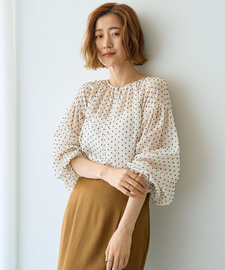 YECCA VECCA「シアードットジャガードブラウス」|シャツ・ブラウス|Ivory