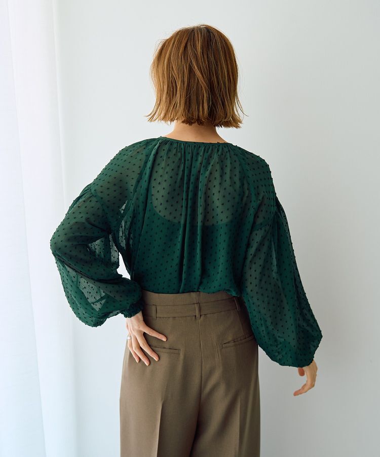 YECCA VECCA「シアードットジャガードブラウス」|シャツ・ブラウス|