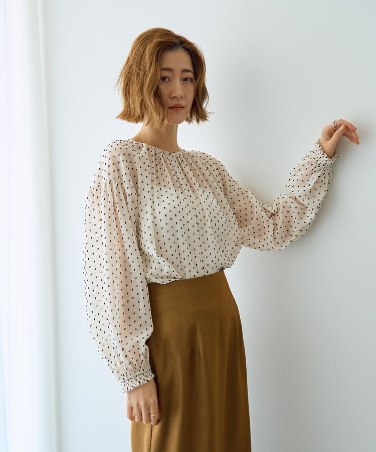 YECCA VECCA「シアードットジャガードブラウス」|シャツ・ブラウス|