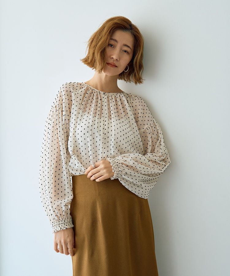 YECCA VECCA「シアードットジャガードブラウス」|シャツ・ブラウス|