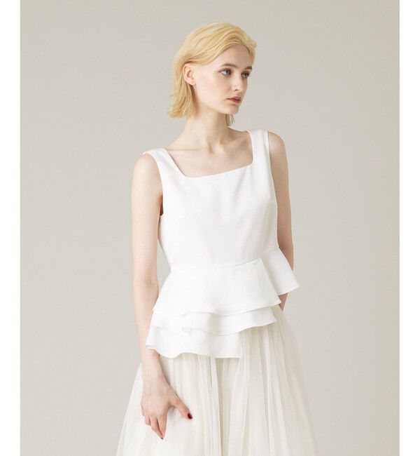 LOULOU WILLOUGHBY「【LOULOU WILLOUGHBY】サテンペプラムスクエアブラウス」|シャツ・ブラウス|