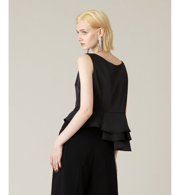 LOULOU WILLOUGHBY「【LOULOU WILLOUGHBY】サテンペプラムスクエアブラウス」|シャツ・ブラウス|