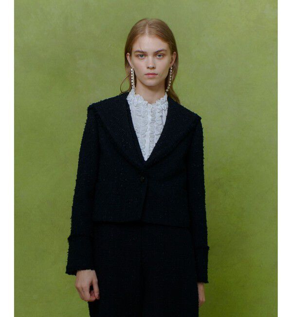 LOULOU WILLOUGHBY「【LOULOU WILLOUGHBY】ファンシーツイードセーラージャケット」|テーラードジャケット|ネイビー