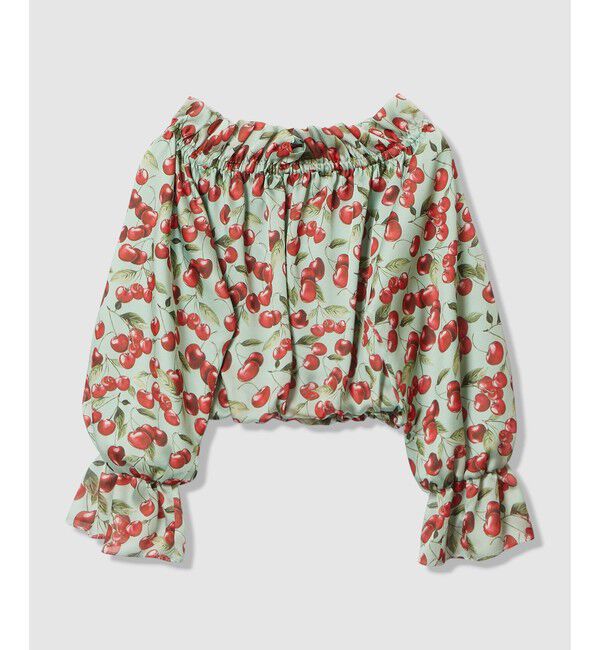 LOULOU WILLOUGHBY「【LOULOU WILLOUGHBY】LISAチェリープリントオフショルブラウス」|シャツ・ブラウス|