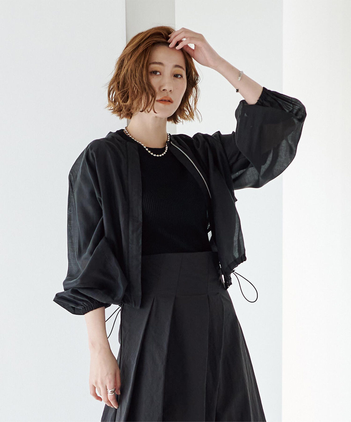 ur's「ドローストリングシアーブルゾン」|ブルゾン・スタジャン|ブラック