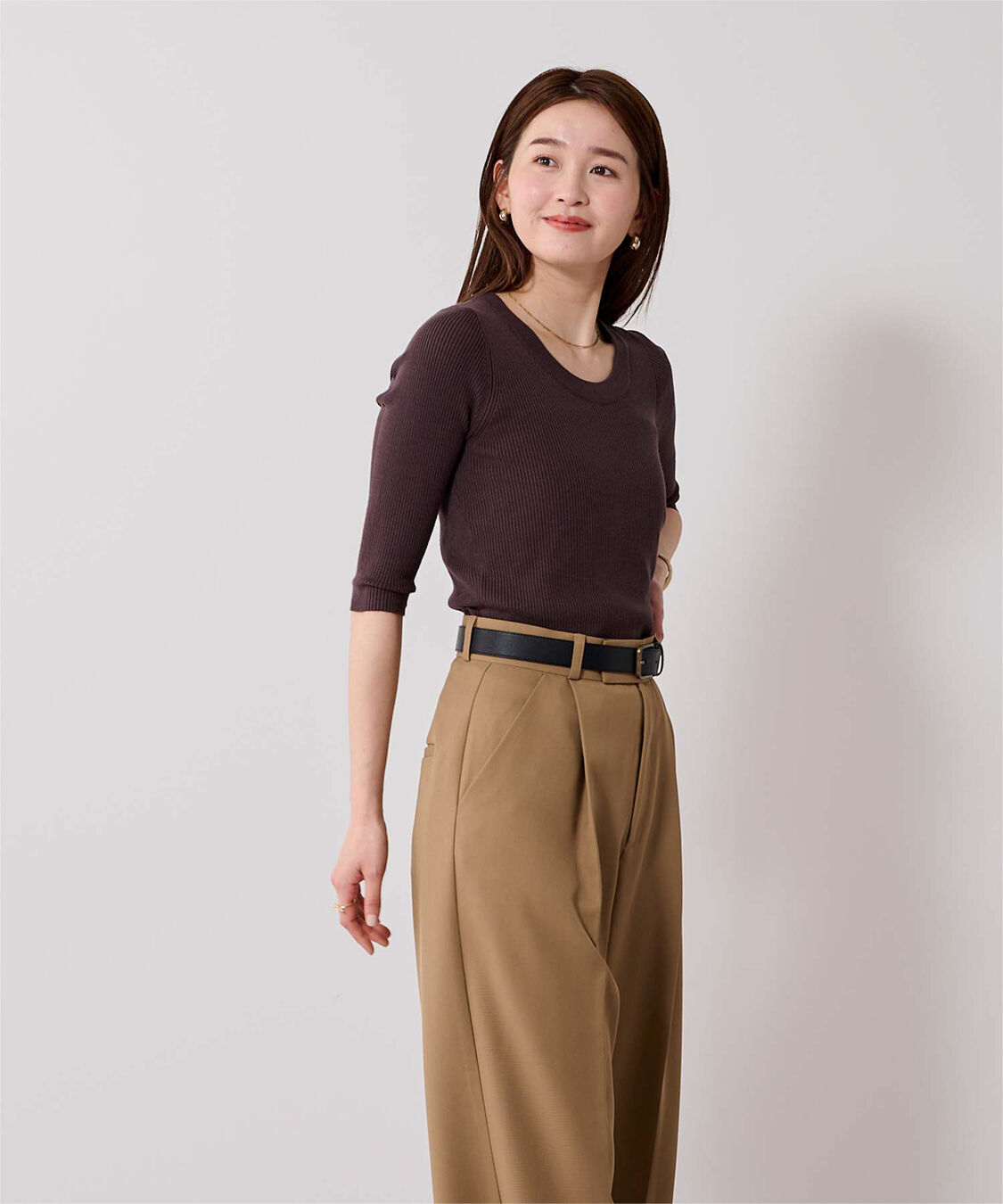 ur's「Uネックリブニット」|ニット・セーター|