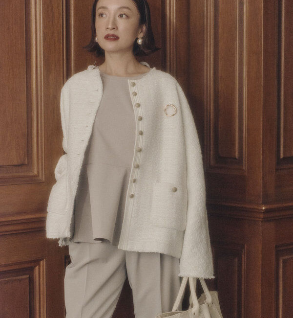  「スラブツイードノーカラージャケット」|テーラードジャケット|