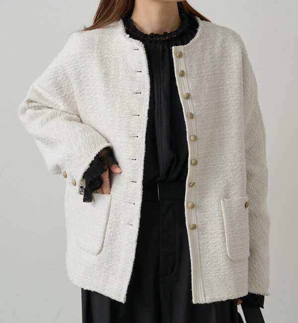  「スラブツイードノーカラージャケット」|テーラードジャケット|