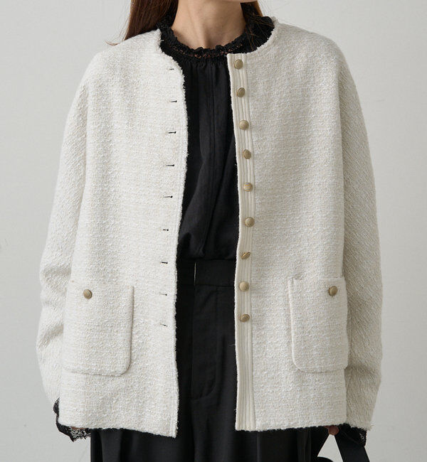  「スラブツイードノーカラージャケット」|テーラードジャケット|