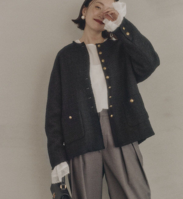  「スラブツイードノーカラージャケット」|テーラードジャケット|