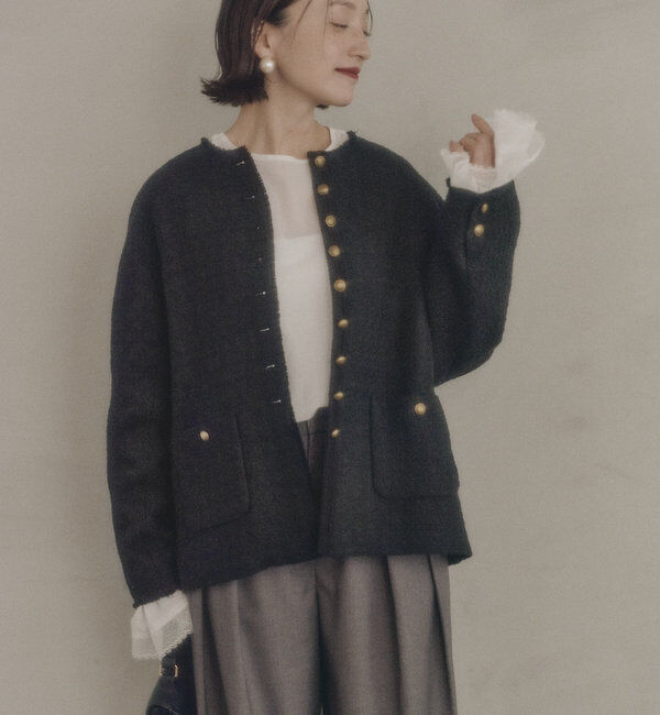  「スラブツイードノーカラージャケット」|テーラードジャケット|