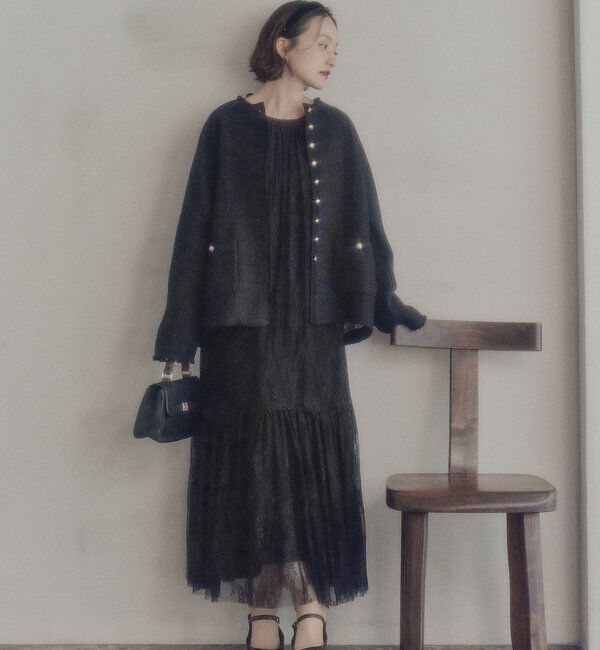  「スラブツイードノーカラージャケット」|テーラードジャケット|