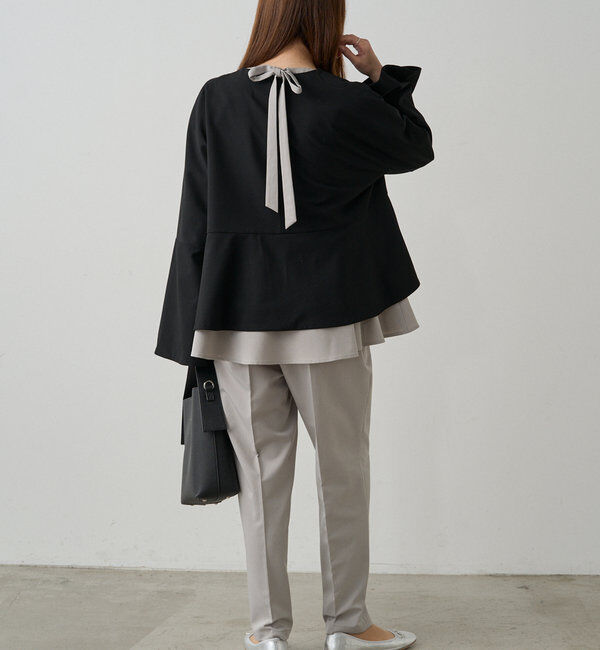  「【Du noir】バックリボンペプラムブラウス+スラックスパンツセット」|その他|