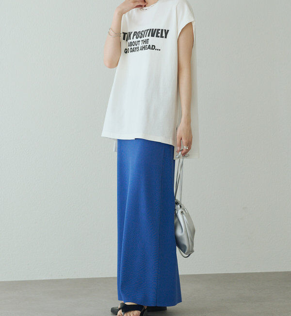  「袖口太糸ステッチロゴプリントTシャツ」|Tシャツ・カットソー|