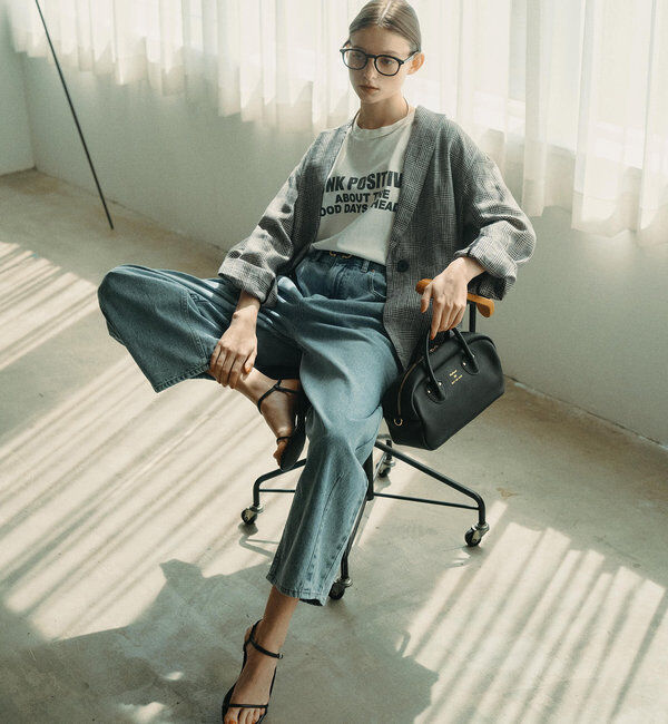  「袖口太糸ステッチロゴプリントTシャツ」|Tシャツ・カットソー|