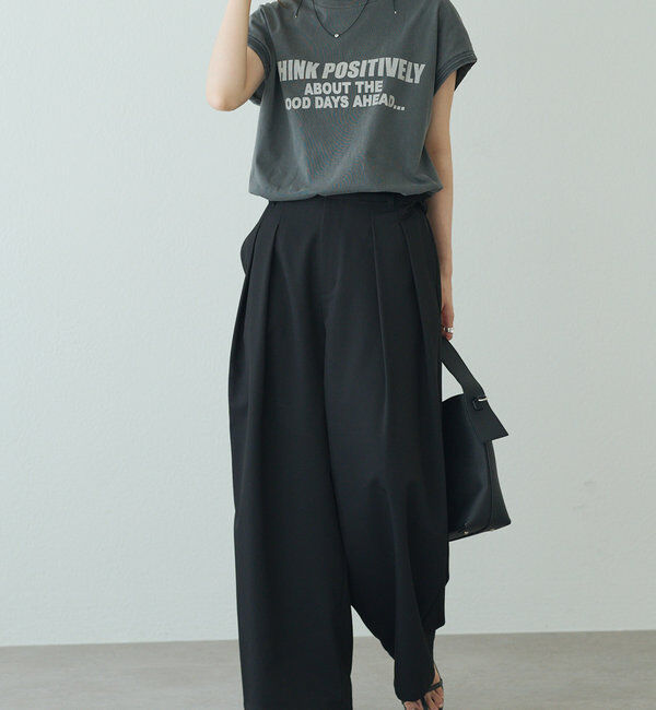  「袖口太糸ステッチロゴプリントTシャツ」|Tシャツ・カットソー|