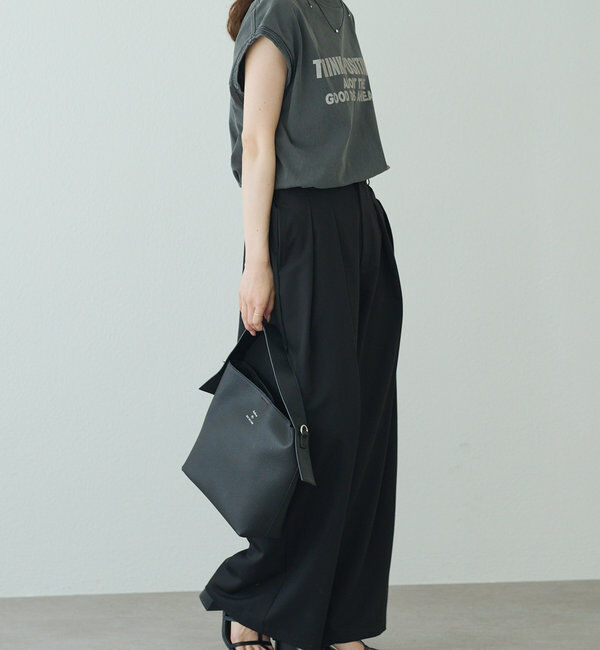  「袖口太糸ステッチロゴプリントTシャツ」|Tシャツ・カットソー|