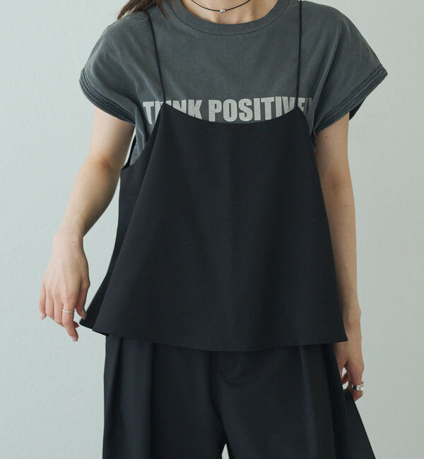  「袖口太糸ステッチロゴプリントTシャツ」|Tシャツ・カットソー|