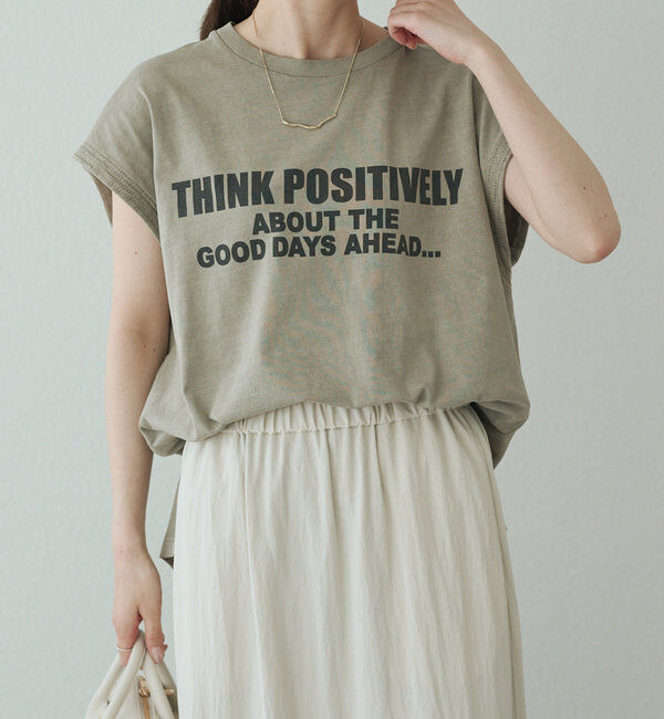  「袖口太糸ステッチロゴプリントTシャツ」|Tシャツ・カットソー|