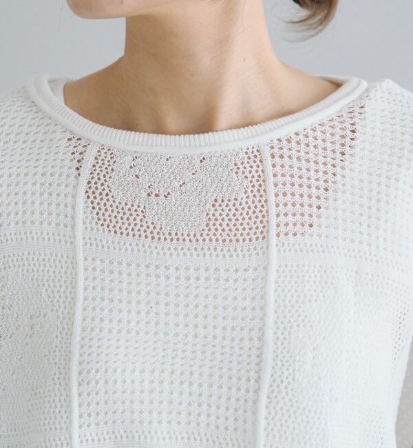  「配色透かし編みプルオーバー」|ニット・セーター|