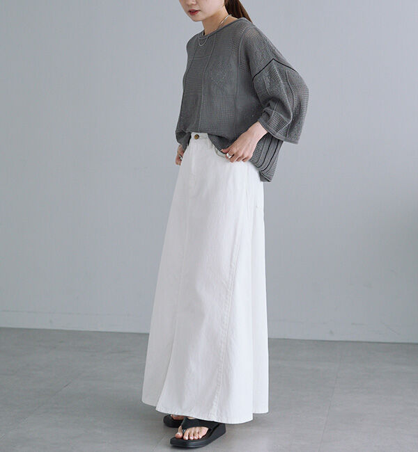  「配色透かし編みプルオーバー」|ニット・セーター|