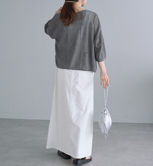  「配色透かし編みプルオーバー」|ニット・セーター|