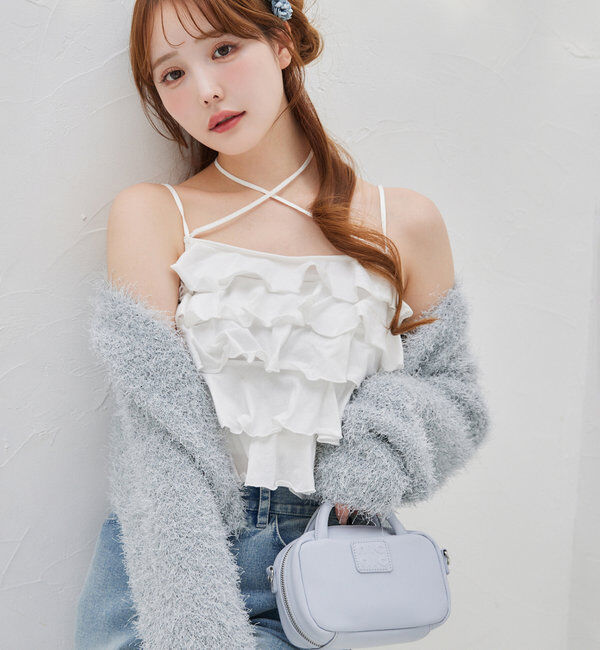  「【1枚で着映え】レースアップフリルインナー」|プルオーバー|