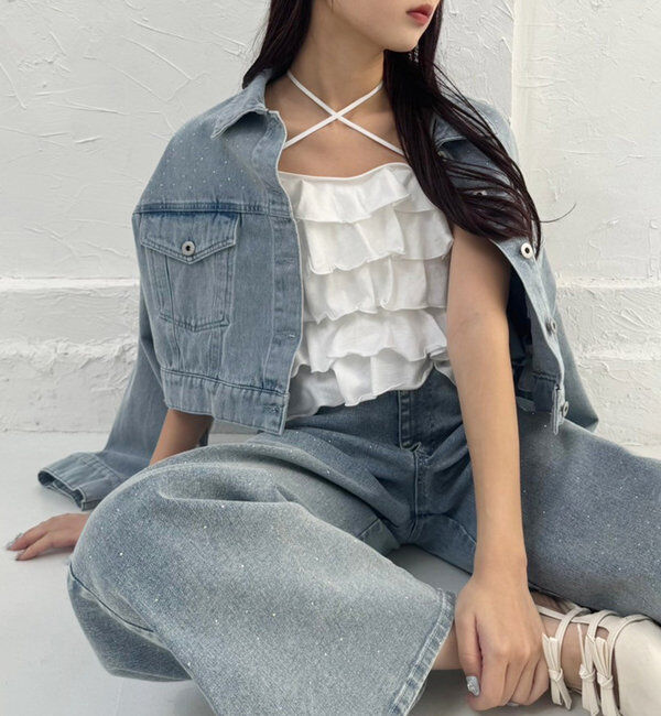  「【1枚で着映え】レースアップフリルインナー」|プルオーバー|