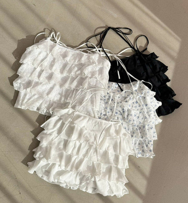  「【1枚で着映え】レースアップフリルインナー」|プルオーバー|