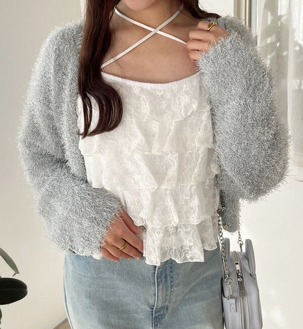  「【1枚で着映え】レースアップフリルインナー」|プルオーバー|ホワイト