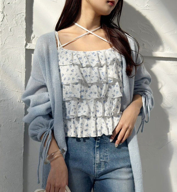  「【1枚で着映え】レースアップフリルインナー」|プルオーバー|ホワイト系その他