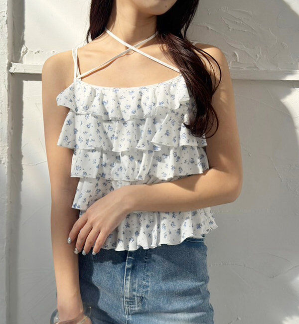  「【1枚で着映え】レースアップフリルインナー」|プルオーバー|