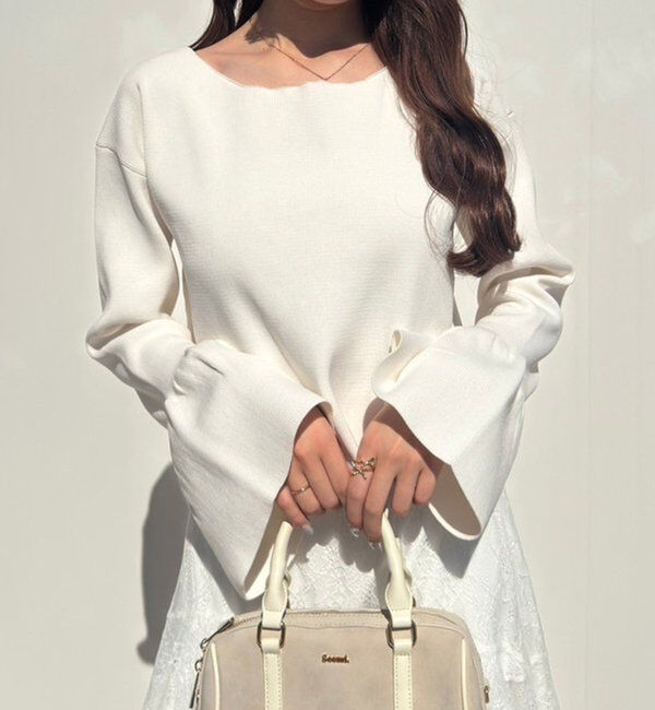  「レースアップニット」|ニット・セーター|オフホワイト