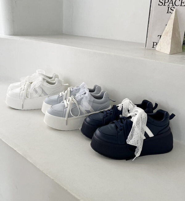  「リボンカスタム厚底スニーカー」|その他|