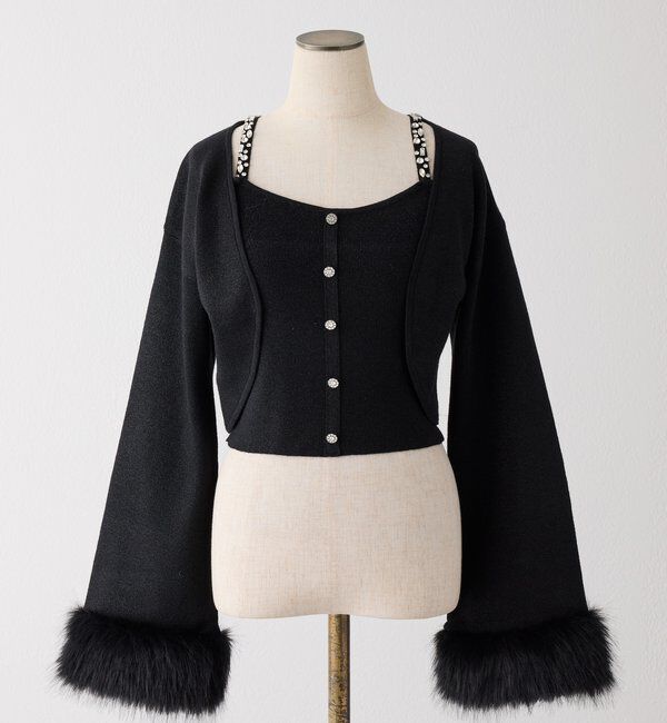  「【Twinkle Collection】袖ファーボレロ+キラキラビスチェSET」|ニット・セーター|
