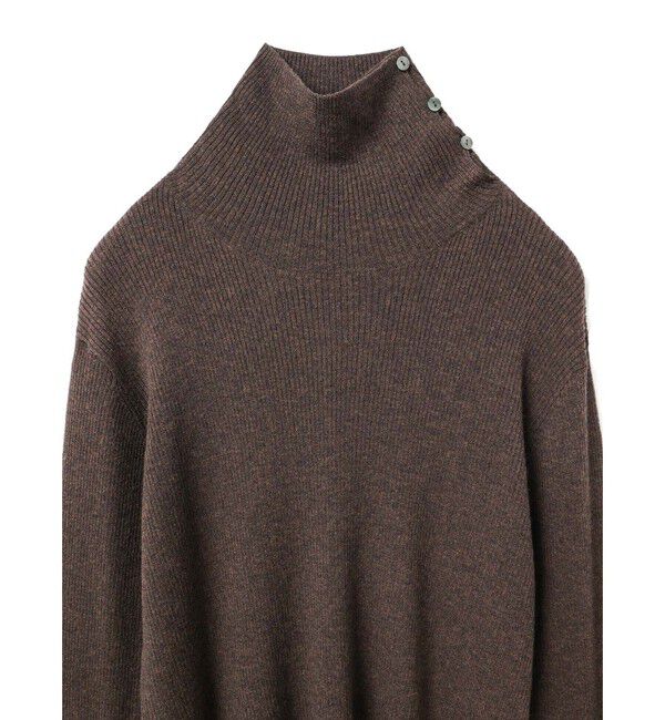 mizuiro ind「mizuiro ind ボタン付きリブハイネックプルオーバー」|ニット・セーター|