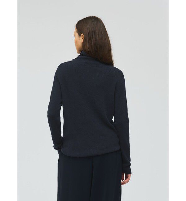 mizuiro ind「mizuiro ind ボタン付きリブハイネックプルオーバー」|ニット・セーター|