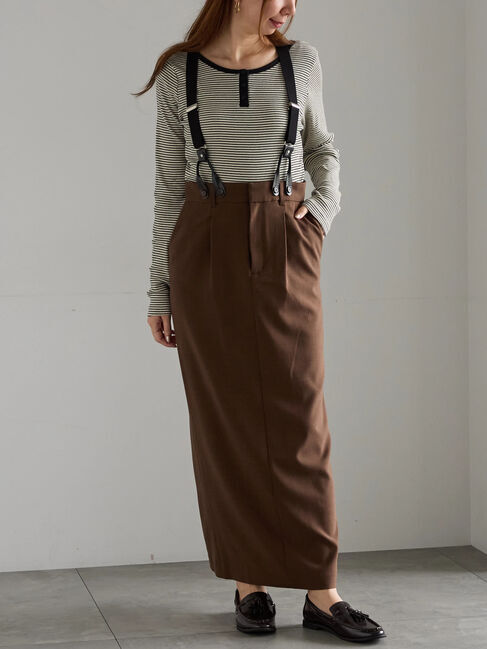 Te chichi「サスペンダータイトスカート」|スカート|ブラウン