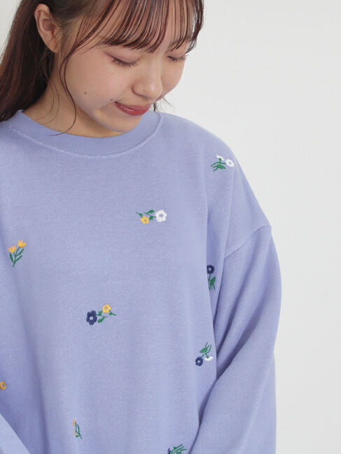 Samansa Mos2「小花刺繍スウェット」|Tシャツ・カットソー|