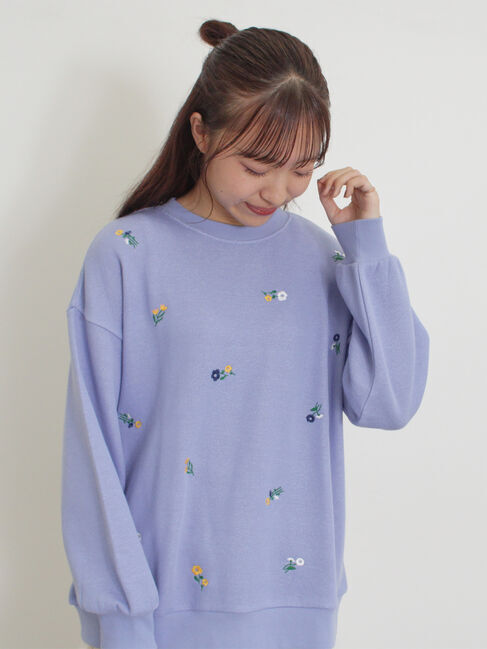 Samansa Mos2「小花刺繍スウェット」|Tシャツ・カットソー|