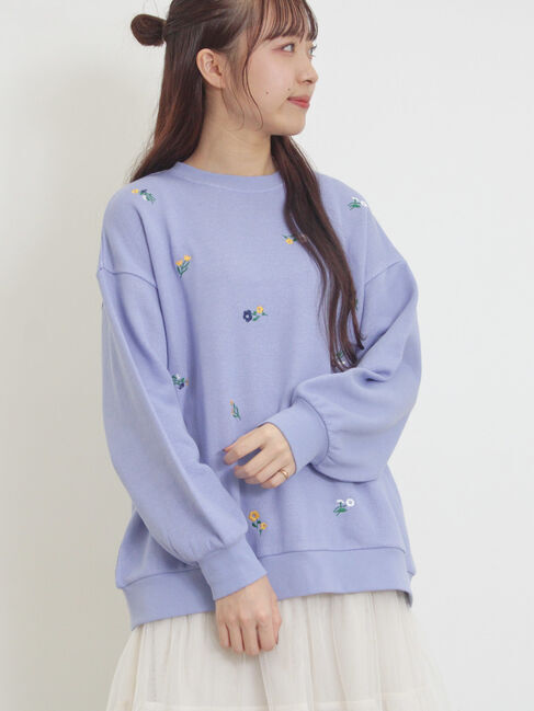 Samansa Mos2「小花刺繍スウェット」|Tシャツ・カットソー|